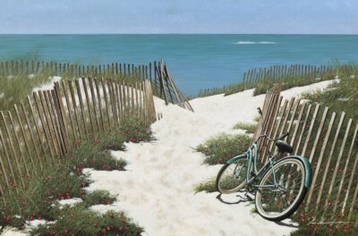 Beach Cruiser by Zhen-Huan Lu Art Print Bike Coastal Ocean Seascape Poster 13x19