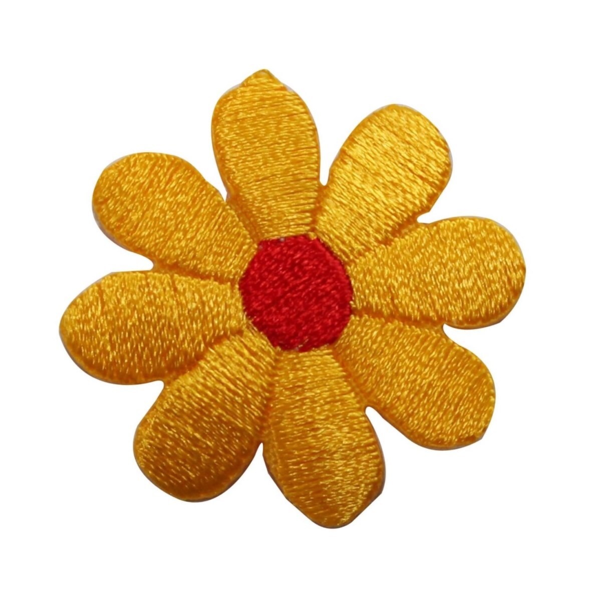 ID 6072 Yellow and Red Daisy Patch Flower Blossom Embroidered Iron