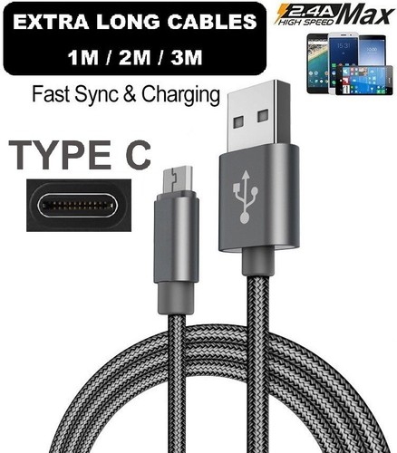 Cable for Samsung Galaxy S9 S10 PLUS Extra Long USB Type C 3.1 Fast Data Charger - Picture 1 of 13