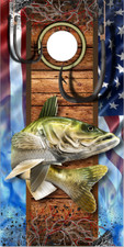 Walleye Fish Hooks American Flag Cornhole Wrap Bag Toss Skin Decal Sticker