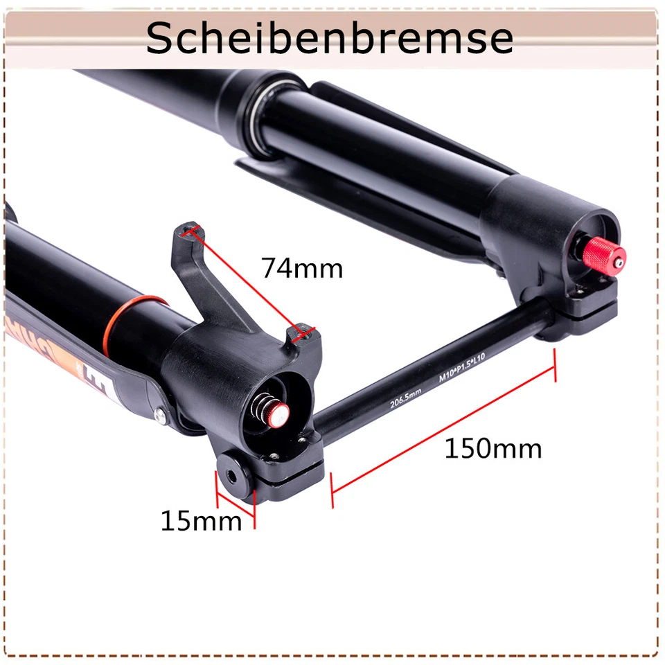 26*5.0" Fat Reifen Luftgabel 15*150mm MTB Snow Electric Bike Federweg 140/180mm - Bild 4 von 4