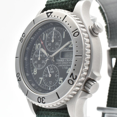 時計 CASIO TIMBER CRUISER Casio Timber Cruiser TIC-4 Chronograph Quartz Black Dial 38mm