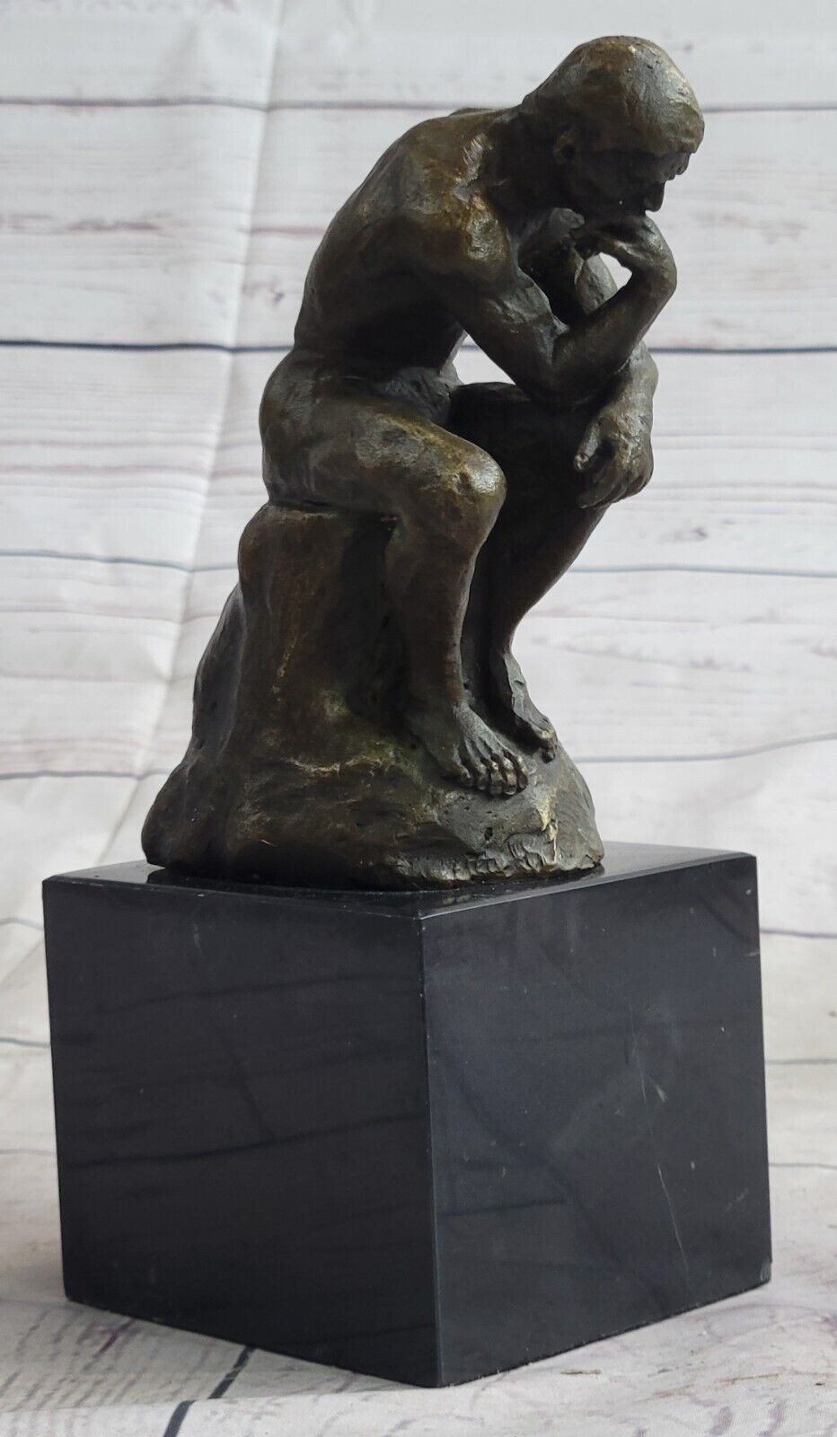 Rodin`s The Thinker Brown Bronze Great Patina Sculpture Home Decor Figurine Sale - Image 3