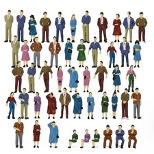 50pcs Model Railway O Scale Seated Standing Figures 1:50 Painted People