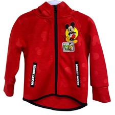 Disney Mickey Mouse Red Zip Up Hoodie Jacket Boys 2T All Over Print Stretch