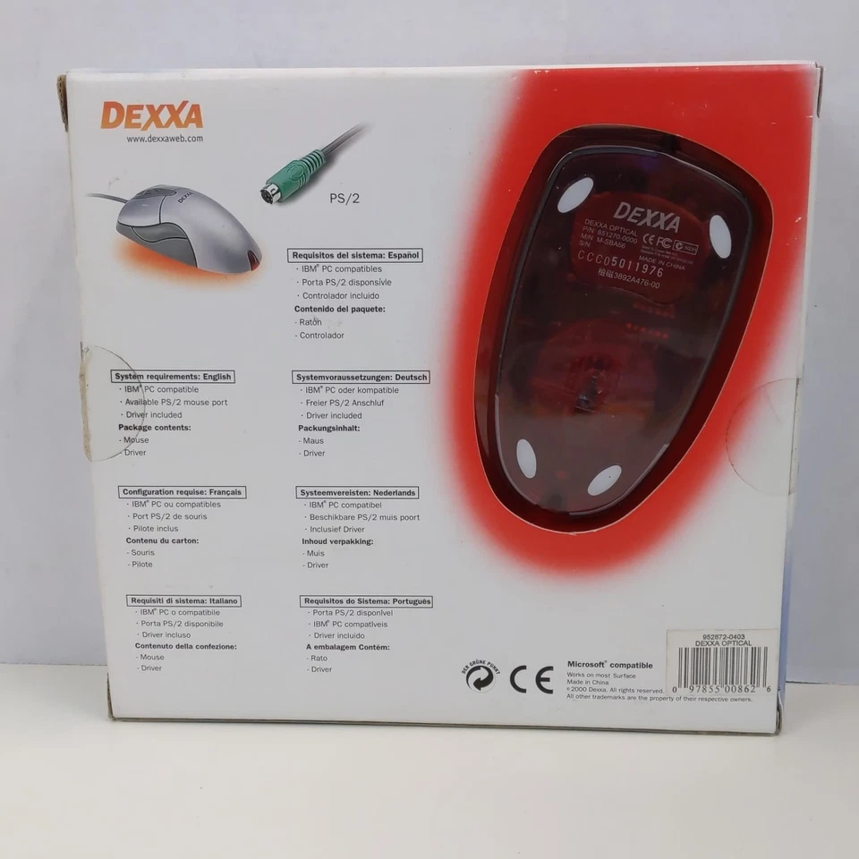 Ratón Óptico Dexxa De Colección PS/2 Windows 98 2000 NT Retro PC Accesorio Foto 2 de 4