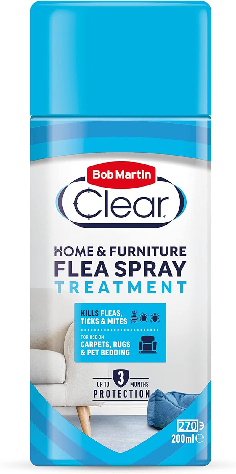 Bob Martin Clear Flea Spray Treatment for the Home - Kills Fleas, Ticks and Dust