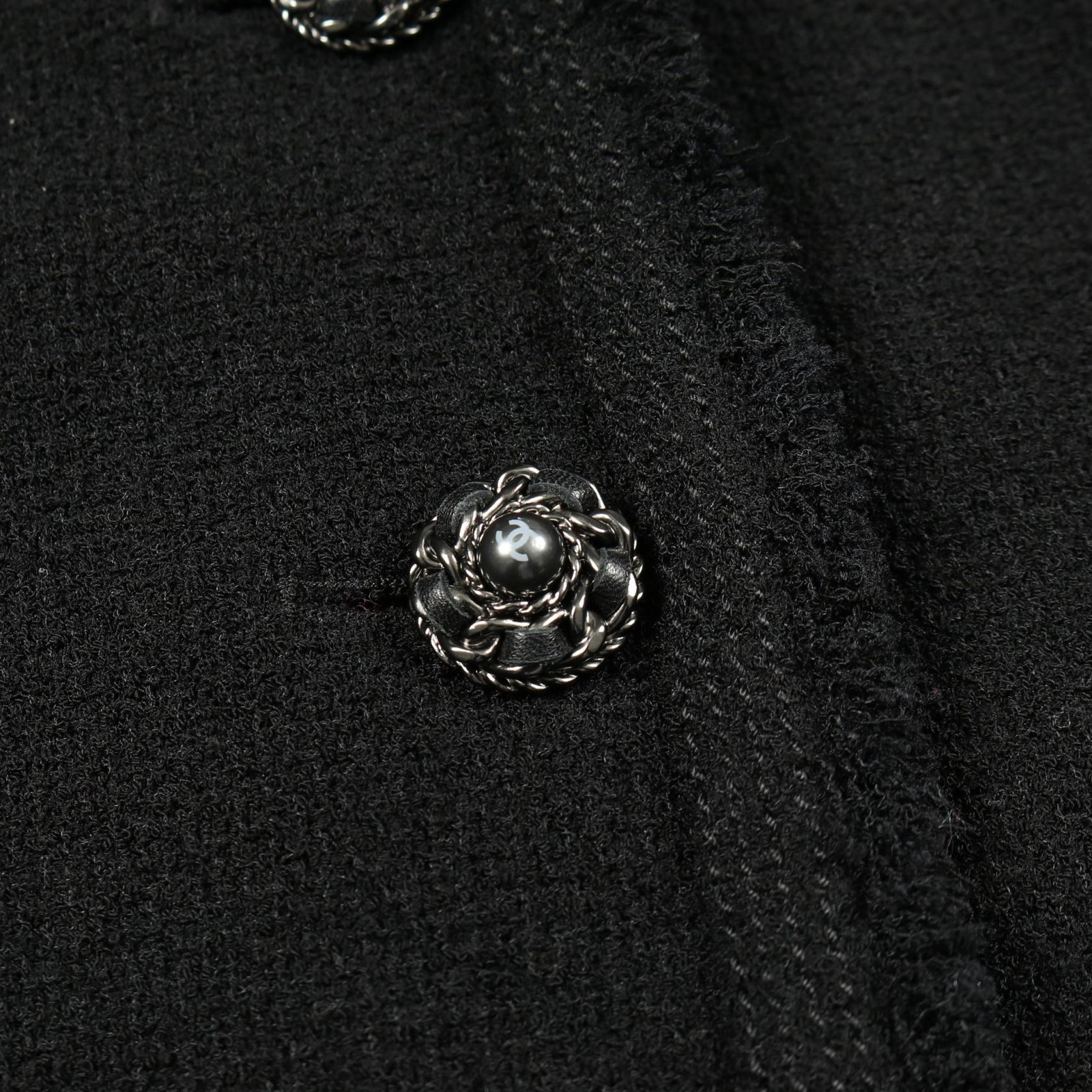 CHANEL Coco Mark Pearl Button Outer Wool Nylon La… - image 7