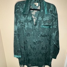 Victoria's Secret green satin sleep shirt XL gold crown label vintage 80s