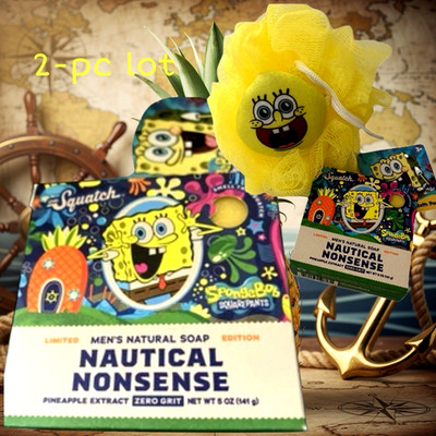 Dr. Squatch Limited Edition Soap Nautical Nonsense 5 oz SpongeBob w/Bath Poof