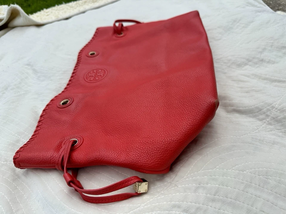 Сумка-тоут Tory Burch Marion громоздкая, большая, красная галечная кожа *без ремня* - Изображение 2 из 4