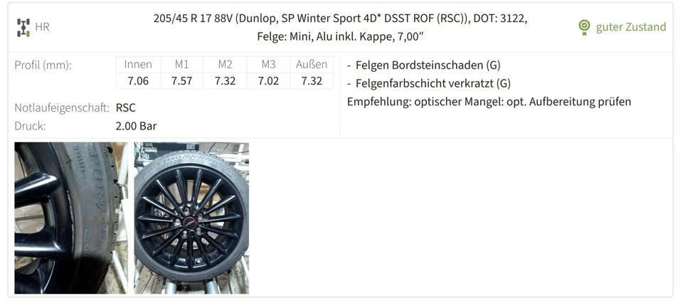 Komplettradsatz JCW Winterreifen Multi Spoke 505 Für F55 Mini Gebraucht - Bild 3 von 4