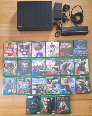 Microsoft Xbox One 500GB Modell 1540 Schwarz mit Kinect und 21 Spielen