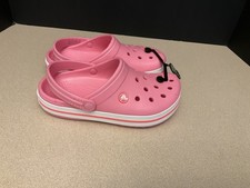 New Womens Crocs Crocband Pink/White Slip On Clogs. Size 6. Awesome Clogs 
