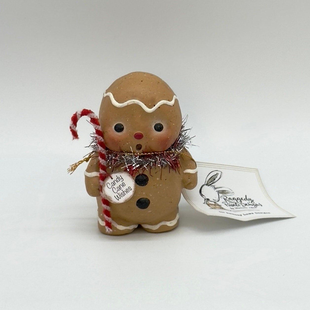 Bethany Lowe Gingerbread Boy Man Candy Cane Wishes Christmas Figurine NEW