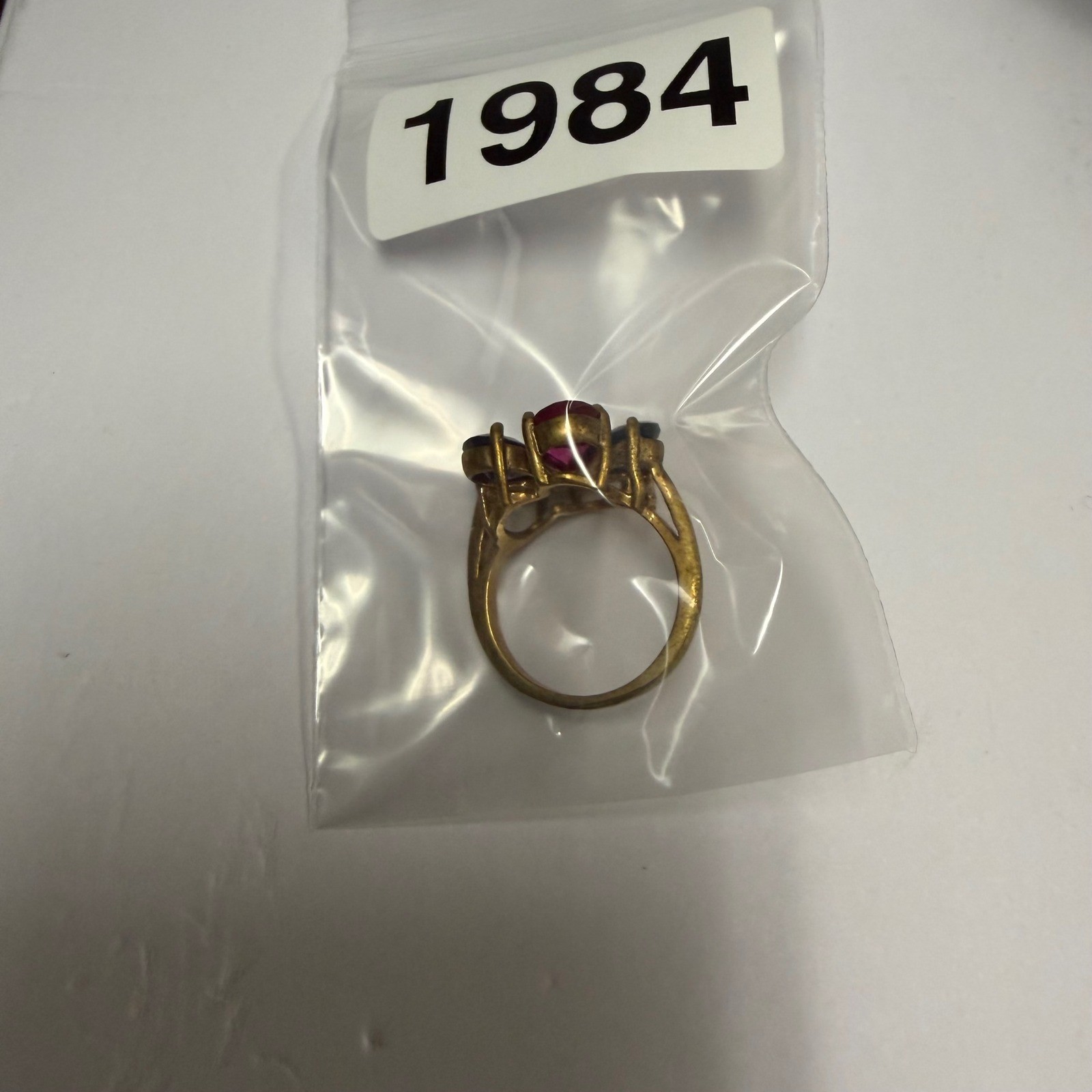 Gold Tone Multi Gem Flower Ring Ruby Sapphire Eme… - image 4