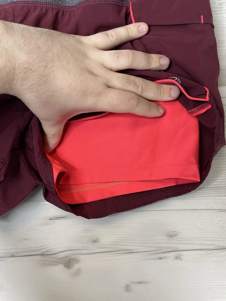 MPG Sport работает шорты женщин средний бордовый серый 2-в-1 вкладыш молнии карман - Изображение 2 из 4