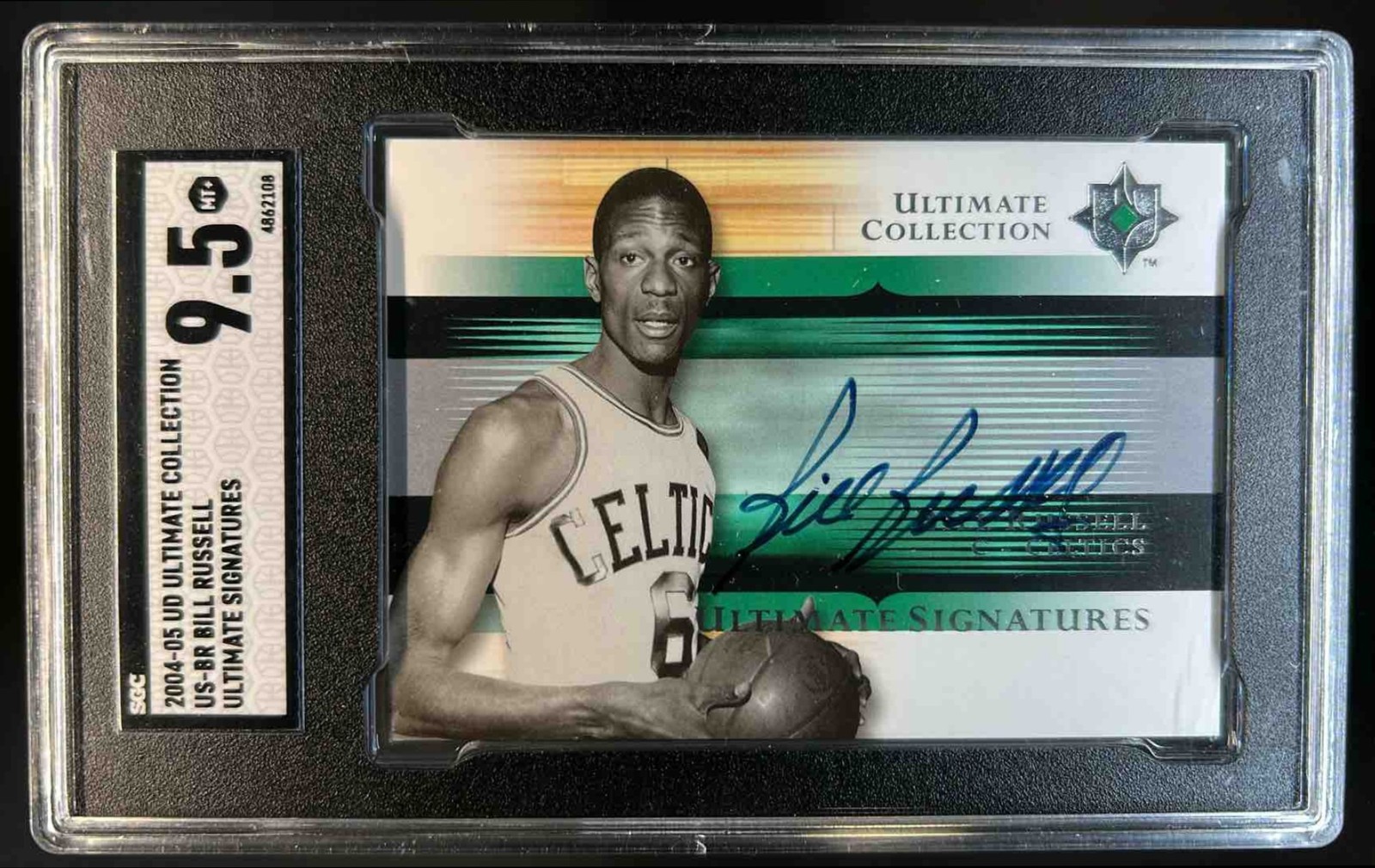 2004-05 UD Ultimate Collection Bill Russell Signatures Auto #US-BR SGC 9.5