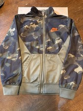 Nike Youth Jacket Unisex Size 4 T Warm Up Track Full Zip Polyester Camo Green