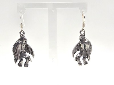 Vntg Native American Eagle Dancers Earrings .925 --70 s-80 s