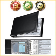 7-RING BUSINESS CHECK BOOK BINDER Checks PU Leather 600 Holder 9" x 13" Sheets