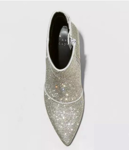 Women's Cailin Rhinestone Wide Width Ankle Boots Silver - A New Day - SIZE 9W