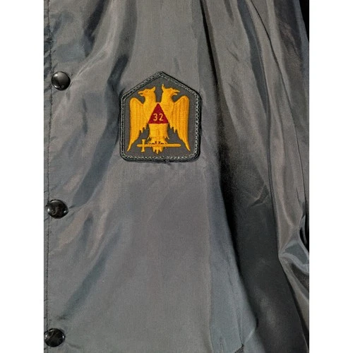 Vintage Masonic 32nd Degree Eagle Patch Coach Jacket Black Hartwell XL USA Made image 2
