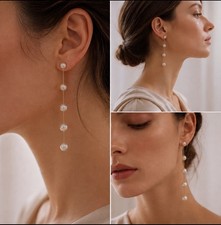 Gold Freshwater Pearl Dangle Earrings | Bridal | Fine Jewellery | Gifts For Her