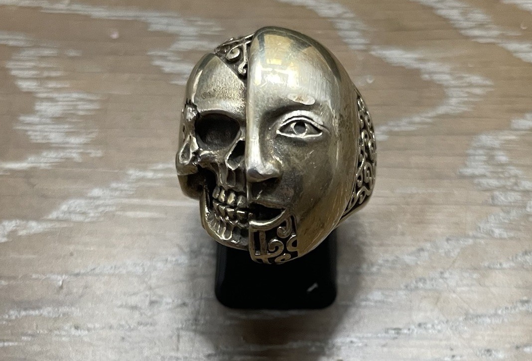 Android Robot Skull Ring .925 solid sterling silv… - image 1