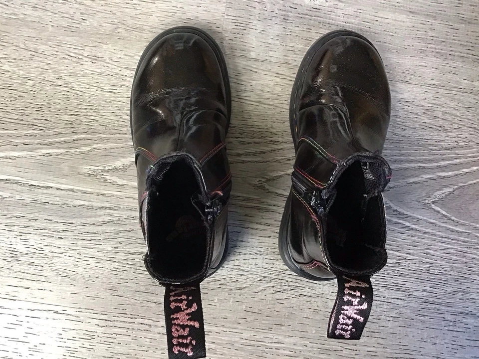 Botas Dr Martens Docs 2976 J Niños Negro Charol Cremallera Lateral Talla 11 Foto 4 de 4