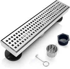 Drenaje Piso Ducha Lineal Rejilla Rectangular Acero Inoxidable Para Bano De 12"