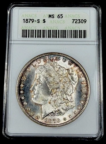 1879-S Soapbox ANACS MS65 Morgan Silver Dollar