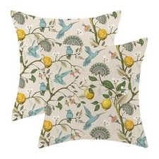 Chinoiserie Pillow Covers 18" x 18" Pack of 2 Chinoiserie-floral Birds 6
