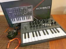 Arturia MicroBrute Monophonic Analogue Synthesiser Overlays Power Supply Boxed