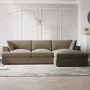 Mink Velvet 4-Seater Sofa: L-Shaped Corner with Chaise, Foam Cushions