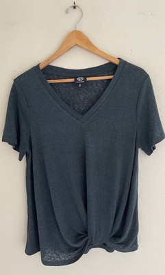 BOBEAU Heather Green/Blue Twist Front Lightweight Tee: NWOT! MEDIUM