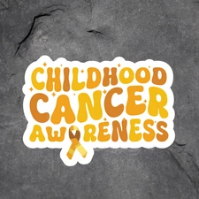 Childhood cancer awareness sticker vinyl decal gold ribbon support gift
