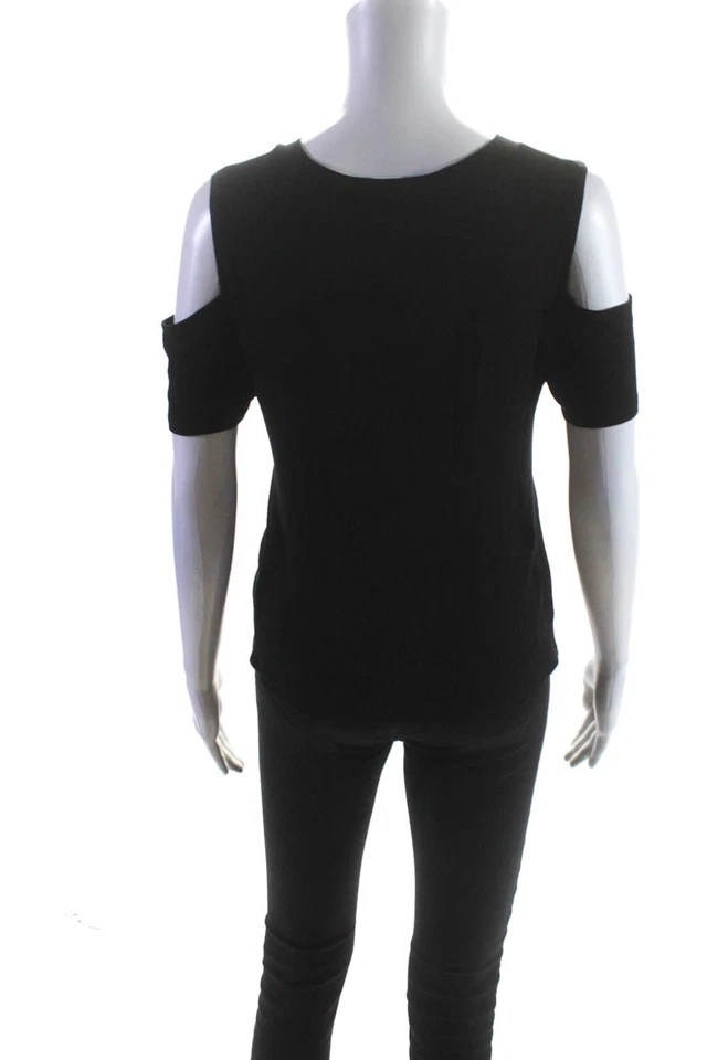 LNA женщин собранными в Рюш шнурка v-образным вырезом короткий рукав блузка верхний черный размер XS - Изображение 3 из 4