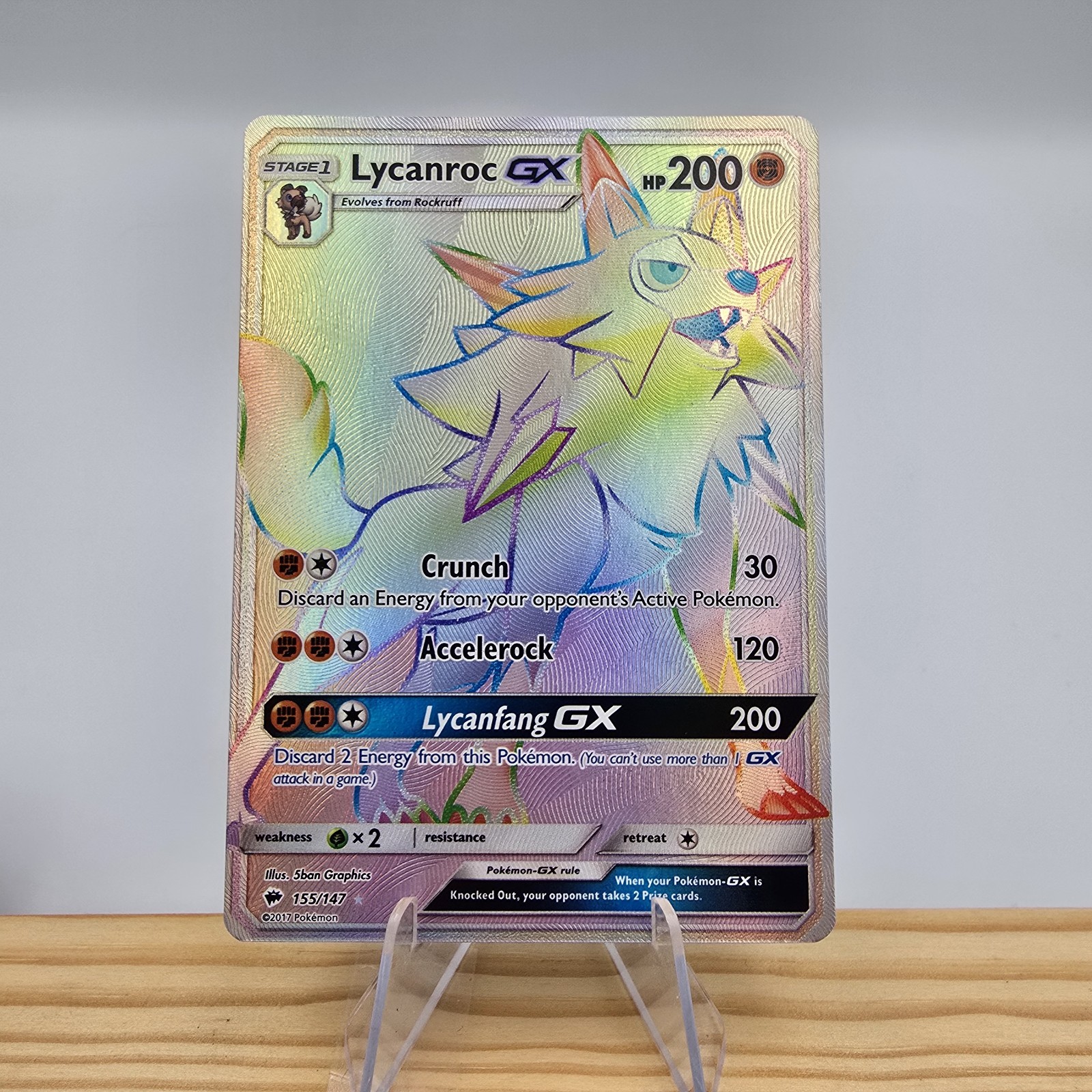 Lycanroc GX - 155/147 - Pokemon Burning Shadows Sun & Moon Secret Rare Card NM