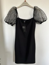 Ladies NWT Black Bodycon Puff Sleeve Dress - New Look - UK10