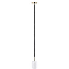 White Marble Pendant Lamp Fitting in Scandinavian Design with Black Fabric Ca...