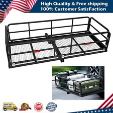 750lb Folding Trailer Hitch Mount Cargo Carrier Basket Rear Luggage Rack Camping