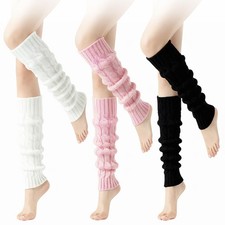 Women Leg Warmers, 3 Pairs Fashion Cute Cable Knit Leg Warmers, Winter Warm L...