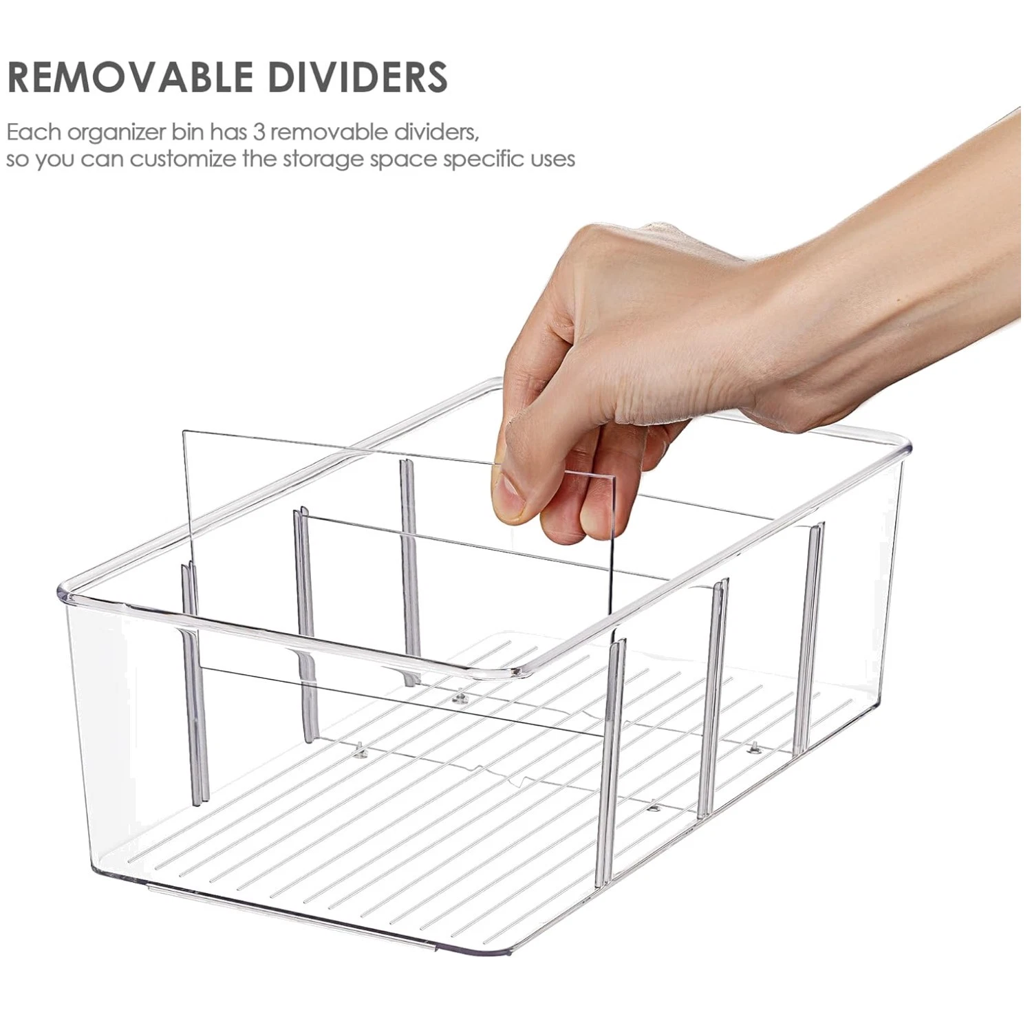 Clear Plastic Bins 8 Pack for Kitchen Pantry Organization