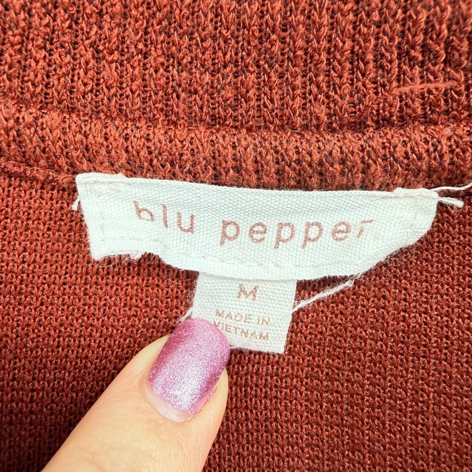 Blu Pepper Rust Ribbed Collared Button Front Pock… - image 3