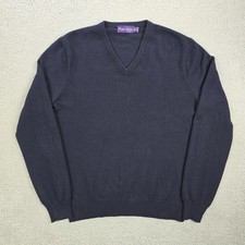 Ralph Lauren Purple Label 100 Cashmere V-Neck Knit Sweater Mens Size XS Damaged