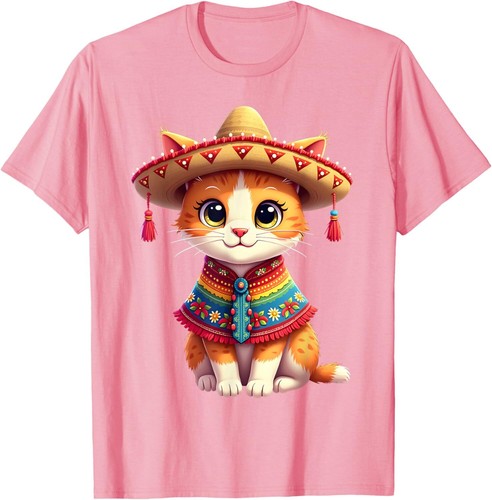 Cinco De Mayo Cute Mexican Cat Sombrero Poncho Cinco De Meow T-Shirt Hoodie - Picture 15 of 16