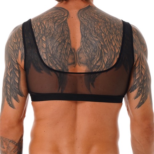 Blusa sin mangas con cuello halter para hombre Top con anillo tórico brillante culturismo metálico - Imagen 37 de 37
