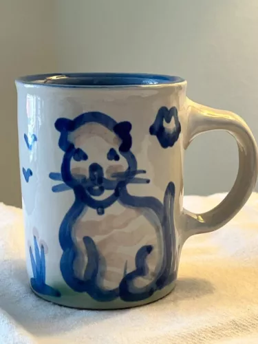 M.A. Hadley Handpainted Pottery Mug with Cat