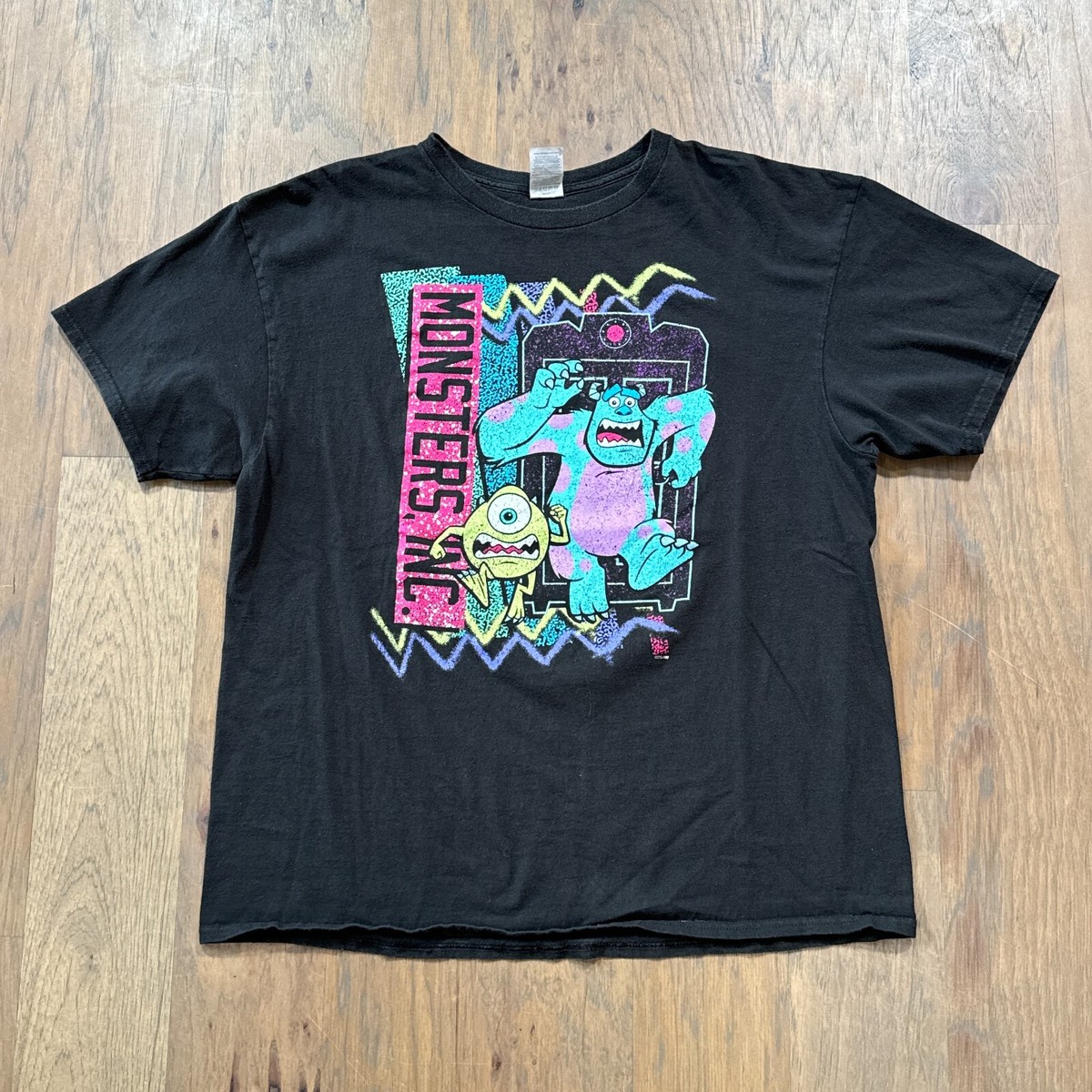 Vintage Monsters Inc Shirt Mens XL Black Disney Movie Cartoon